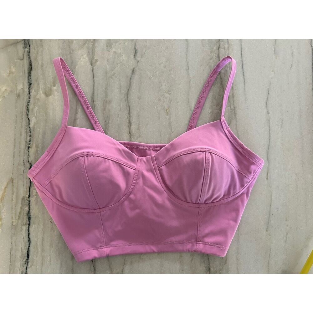 Pink Cropped Corset Bra‎ Top, Womens Size Small